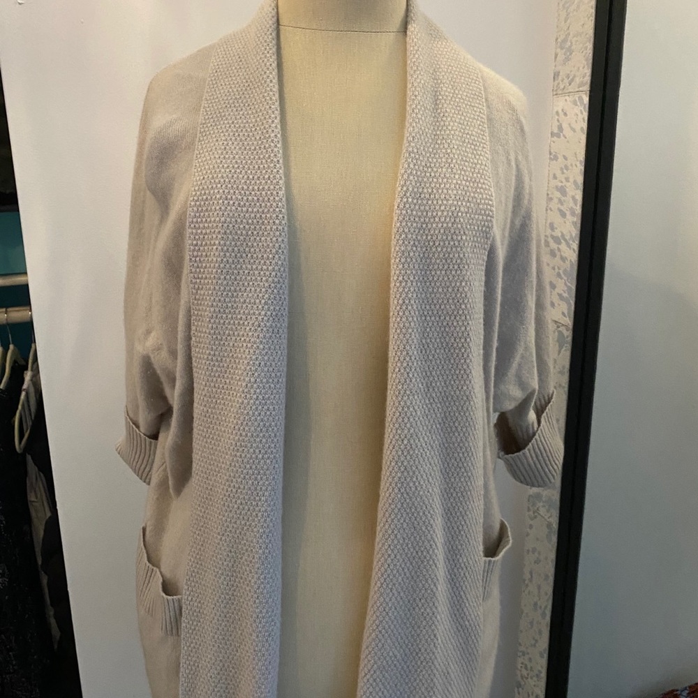 Taupe Tahari Cardigan, 100% Cashmere